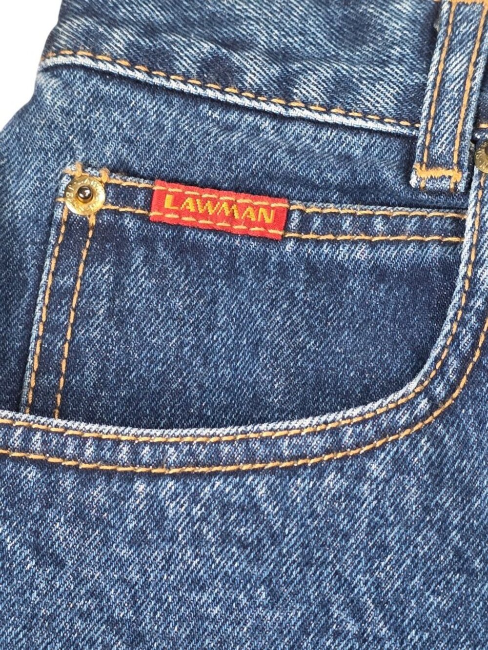 Vintage Lawman Western High-Rise Blue Denim Jeans With Gold Button Accents Size - Picture 5 of 10